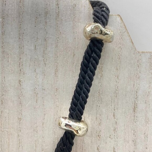 Vintage Renaissance Set Black Cord Choker 15" Necklace Clip On Earrings Two Tone - Picture 4 of 15